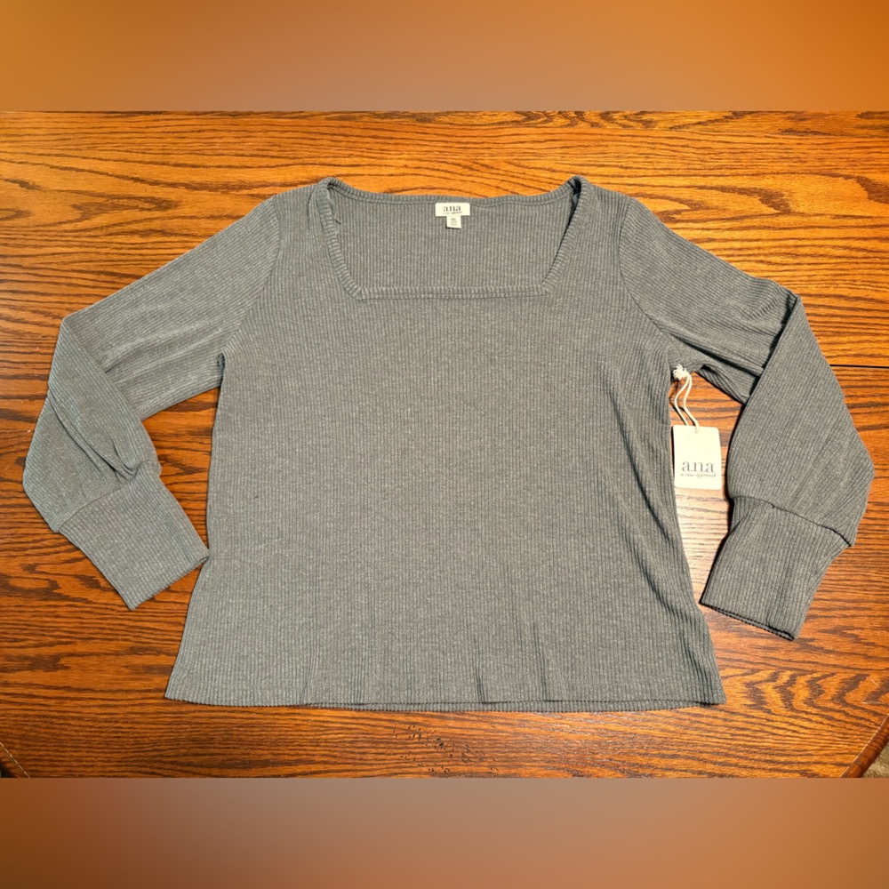 NWT A.N.A Ribbed Long Sleeve Top - Picture 1 of 3